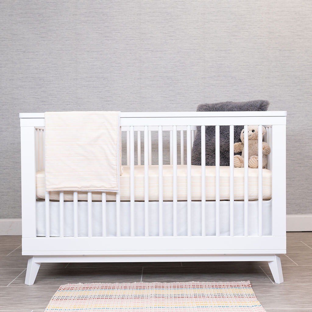 Tangerine Tiger - Classic Nursery Bedding Set - Ivory with Tangerine Lines - Olli+Lime